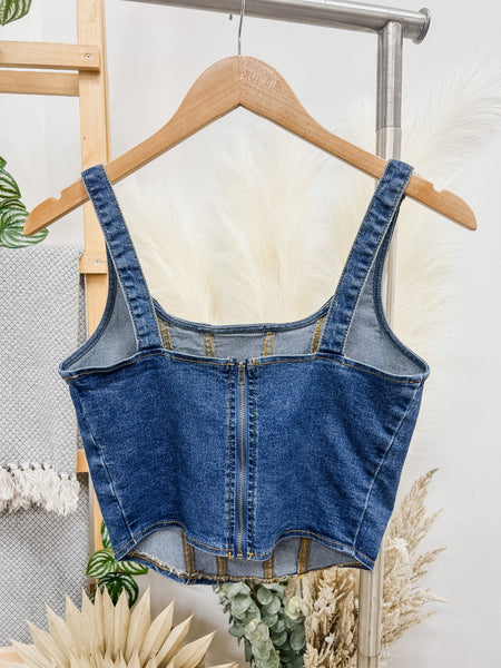 Melody Denim Corset Style Top