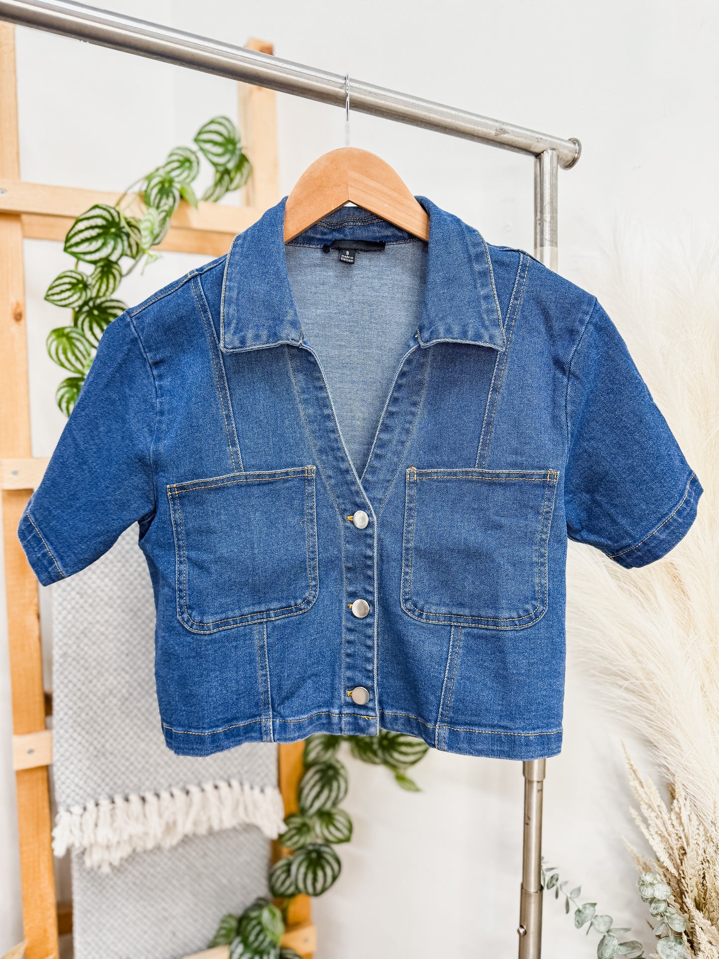 Alexa Denim Short Sleeve Top