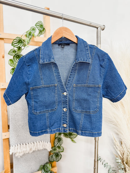 Alexa Denim Short Sleeve Top