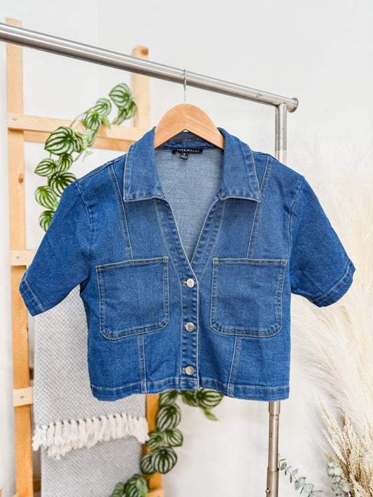 Alexa Denim Short Sleeve Top