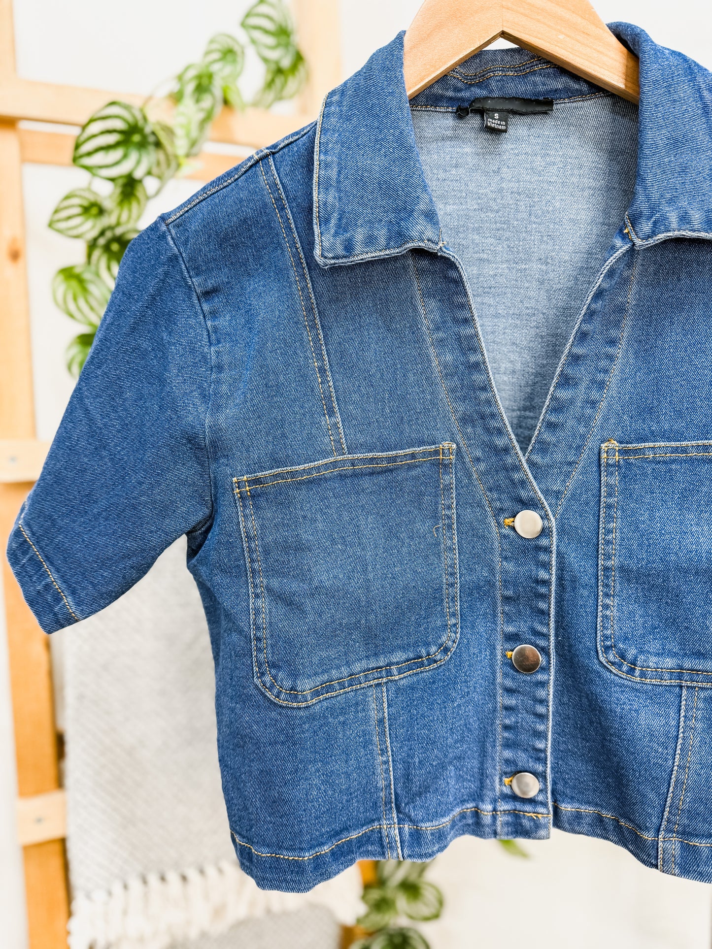 Alexa Denim Short Sleeve Top