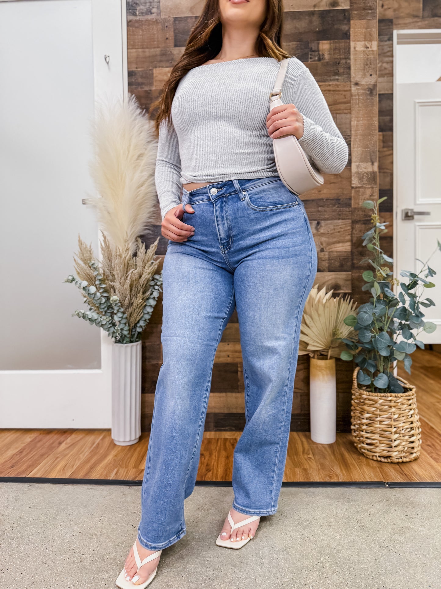 Claire Straight Wide Leg Stretch Jeans