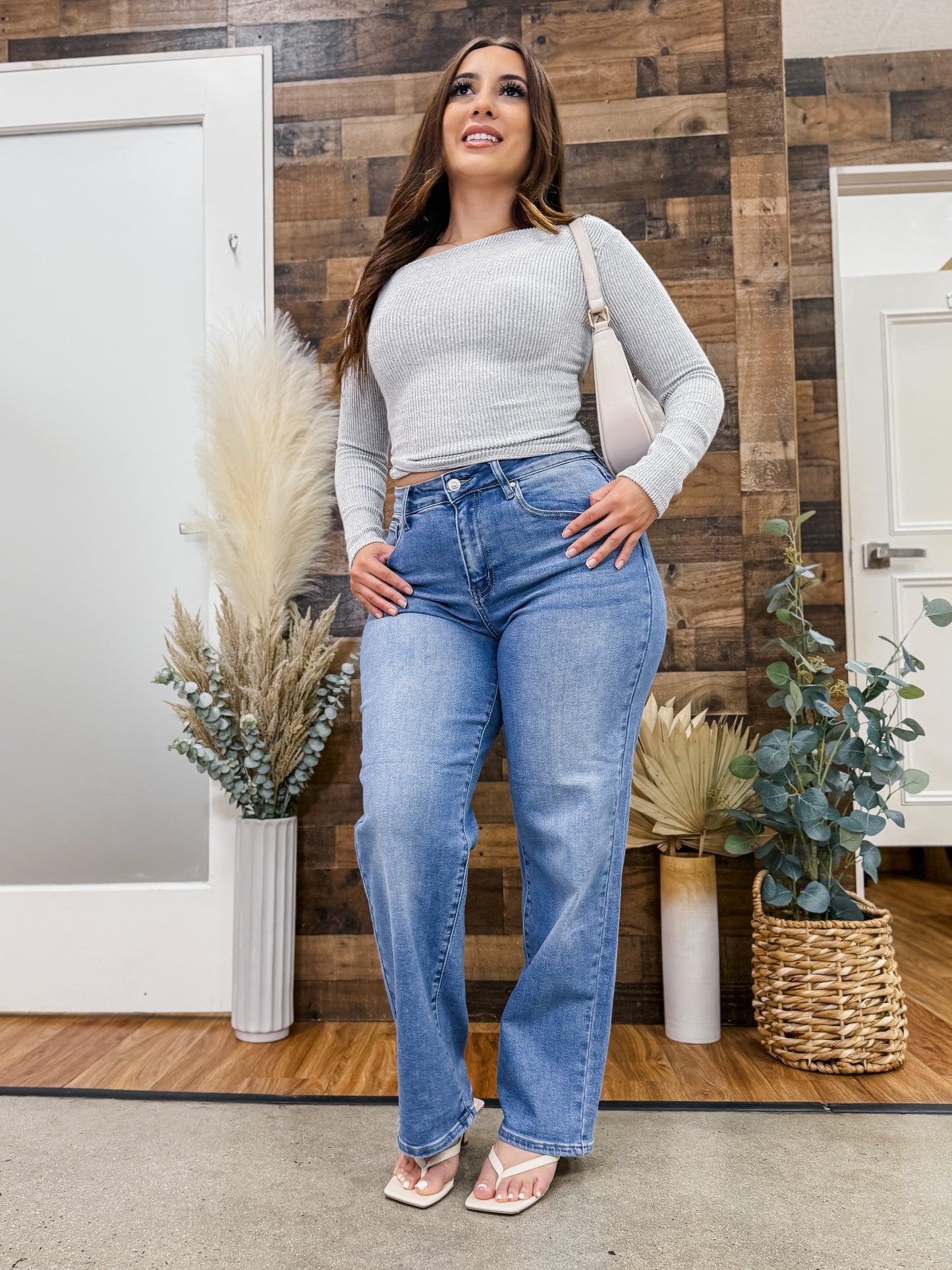 Claire Straight Wide Leg Stretch Jeans