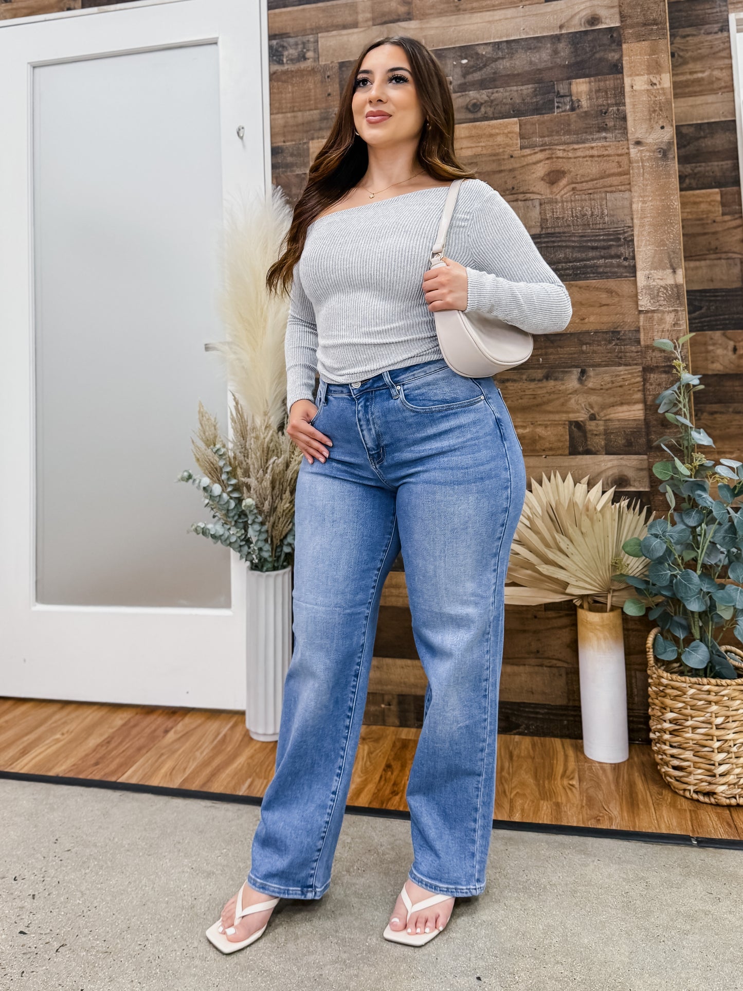 Claire Straight Wide Leg Stretch Jeans