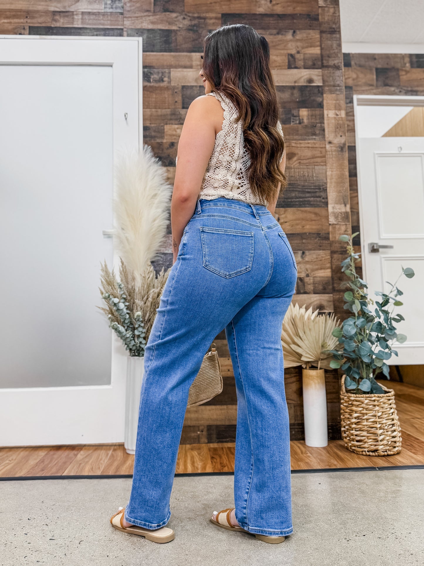 Claire Straight Wide Leg Stretch Jeans