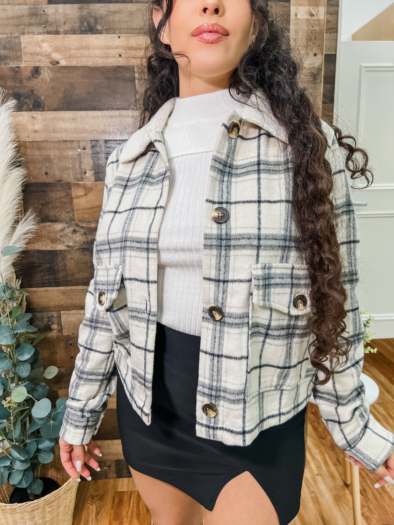 RESTOCK! Belle Shearling Collar Flannel Jacket