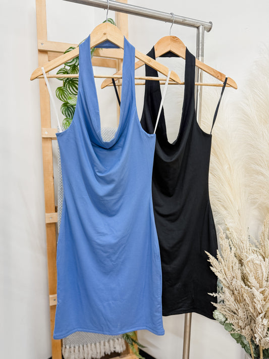 Kelsea Cowl Neck Stretch Mini Dress