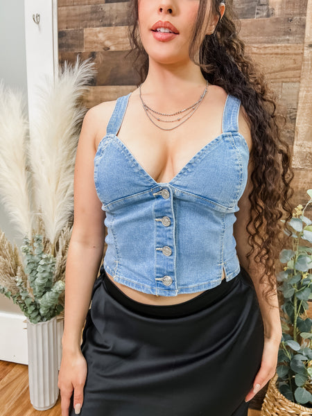 Leah Denim Corset Top