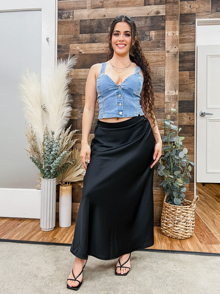 Leah Denim Corset Top