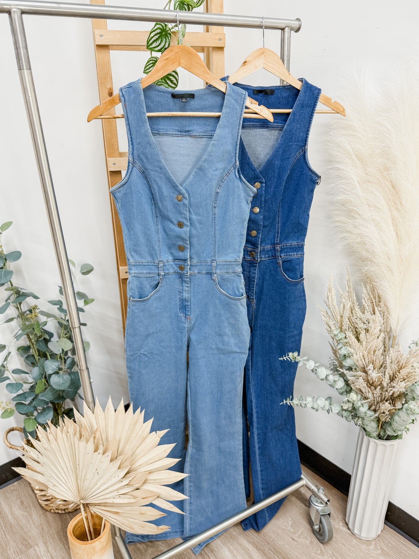 Graciela Button Front Denim Jumpsuit