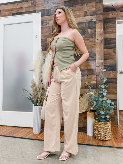 Vania Belted wide Leg Trouser Pants