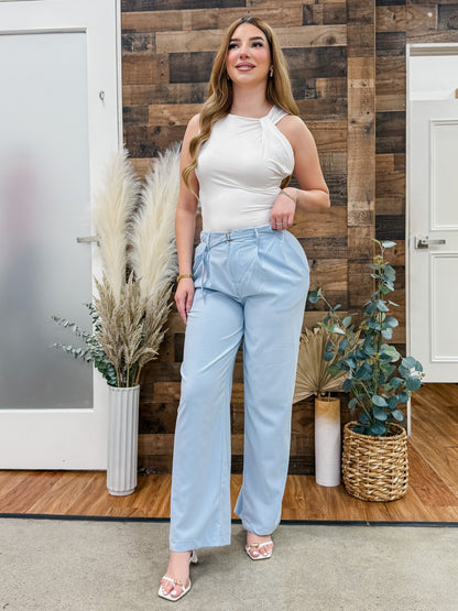 Vania Belted wide Leg Trouser Pants