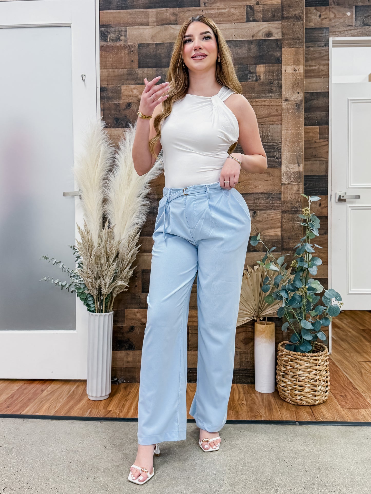 Vania Belted wide Leg Trouser Pants
