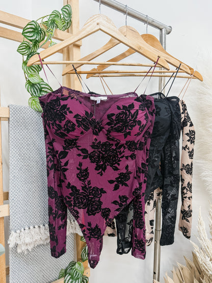 Rosa Burnout Off the Shoulder Bodysuit