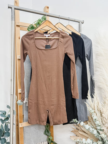 Evalyn Square Neck Long Sleeve Romper