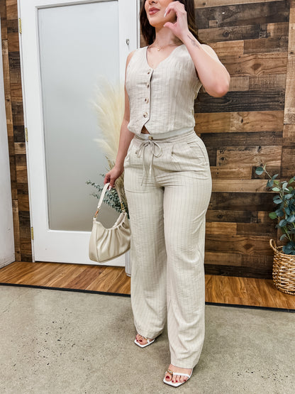 Vivian Striped Contrast Woven Pants