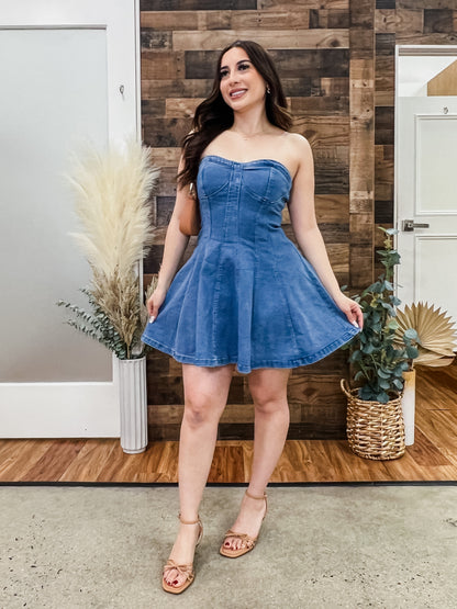 Haley A-Line Denim Stretch Dress