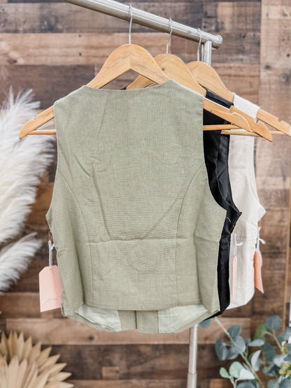 Whitney Lace Up Linen Vest Top