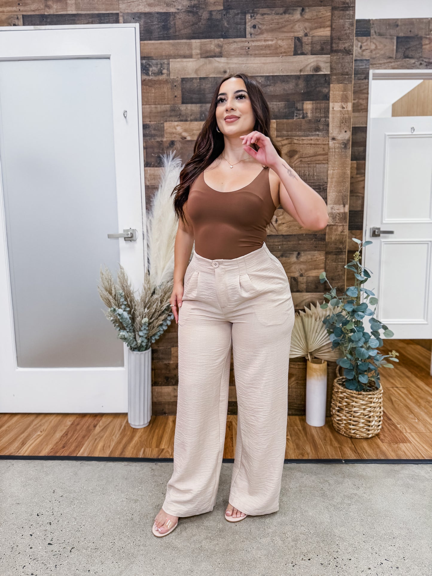 Evelyn High Waisted Woven Trouser Pants