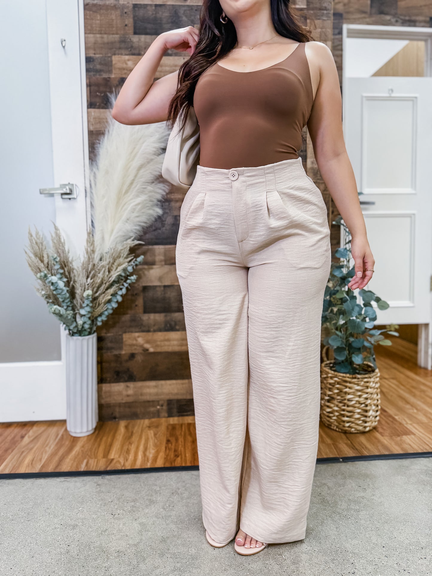 Evelyn High Waisted Woven Trouser Pants