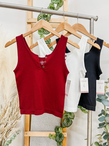 Marissa Stretch Button Tank Top