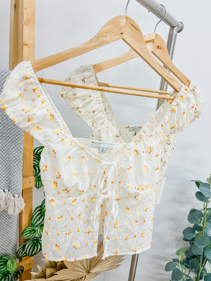 Elsa Dainty Stitched Flower Top