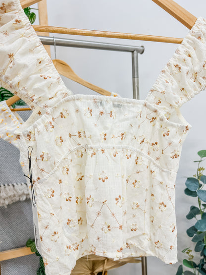 Elsa Dainty Stitched Flower Top