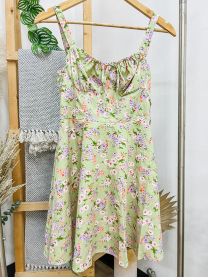 June Floral Sleeveless Milkmaid Dress