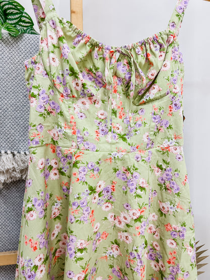 June Floral Sleeveless Milkmaid Dress