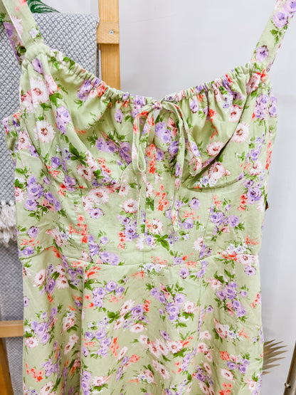 June Floral Sleeveless Milkmaid Dress