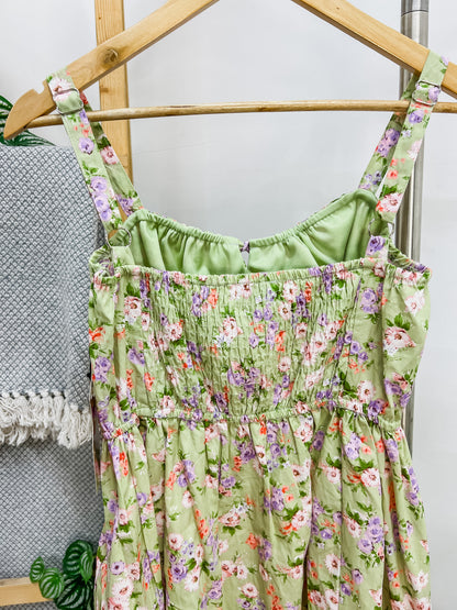 June Floral Sleeveless Milkmaid Dress