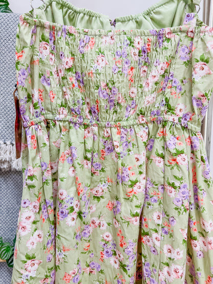 June Floral Sleeveless Milkmaid Dress