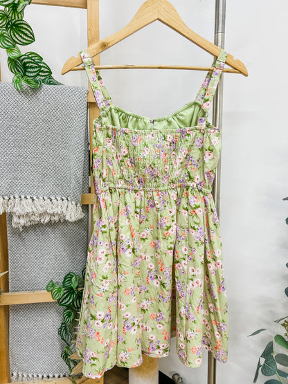 June Floral Sleeveless Milkmaid Dress