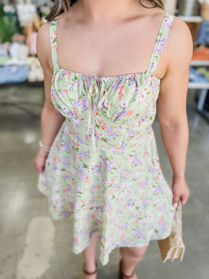 June Floral Sleeveless Milkmaid Dress