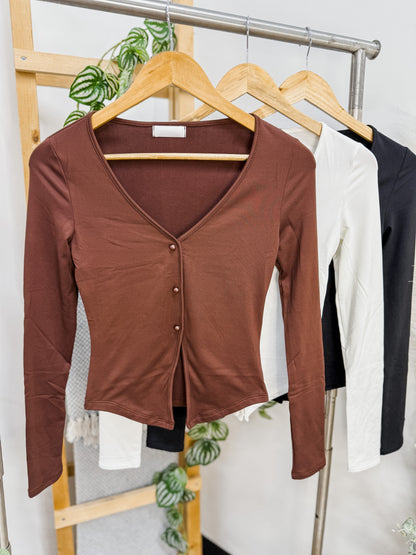 Grace Button Long Sleeve Top