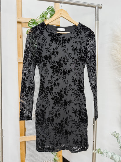 Veronica Velvet Floral Mesh Dress