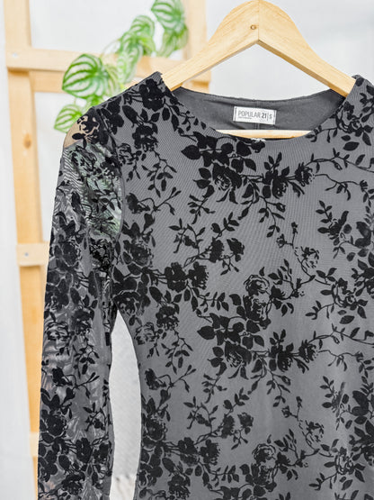 Veronica Velvet Floral Mesh Dress