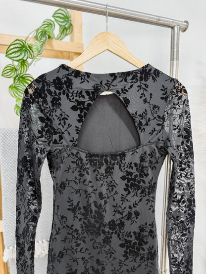 Veronica Velvet Floral Mesh Dress