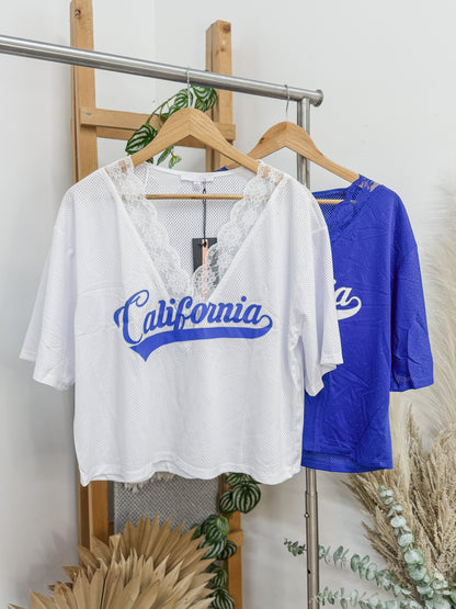 California Lace Trim Jersey Top