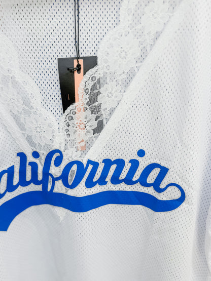 California Lace Trim Jersey Top