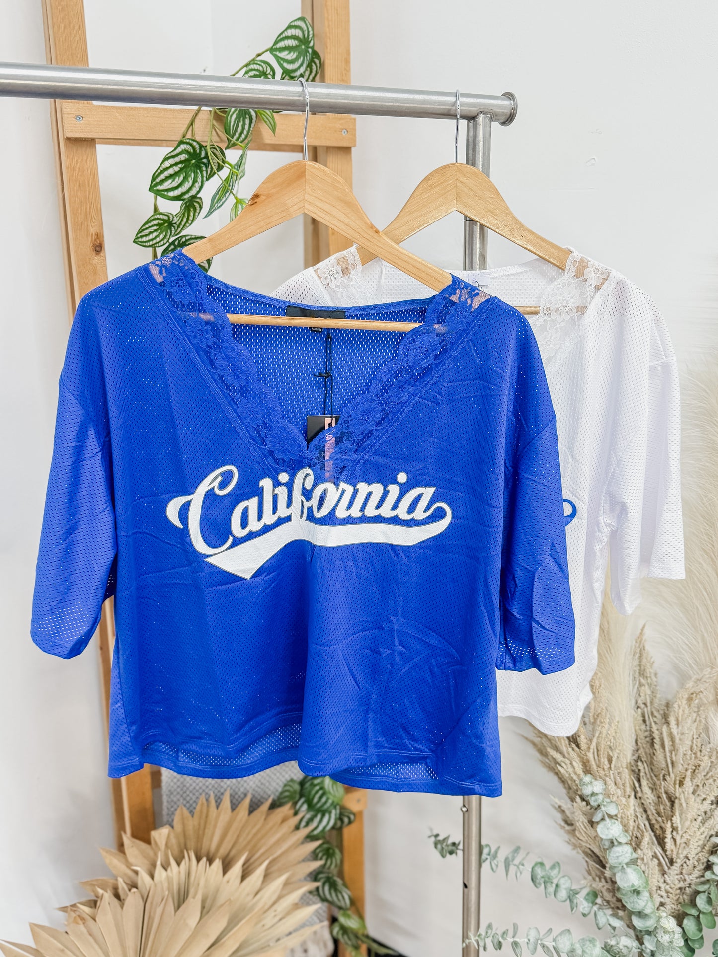 California Lace Trim Jersey Top