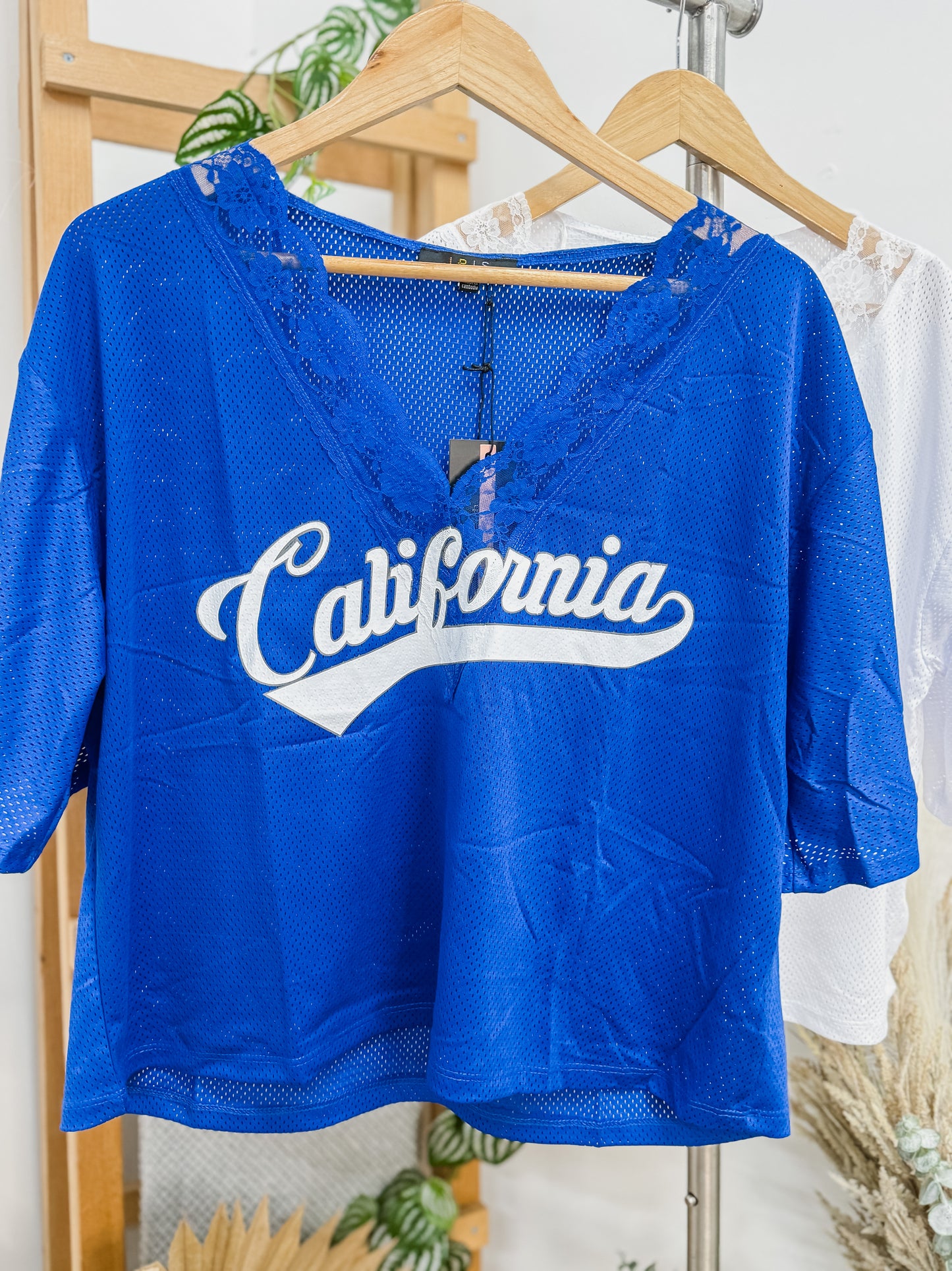 California Lace Trim Jersey Top