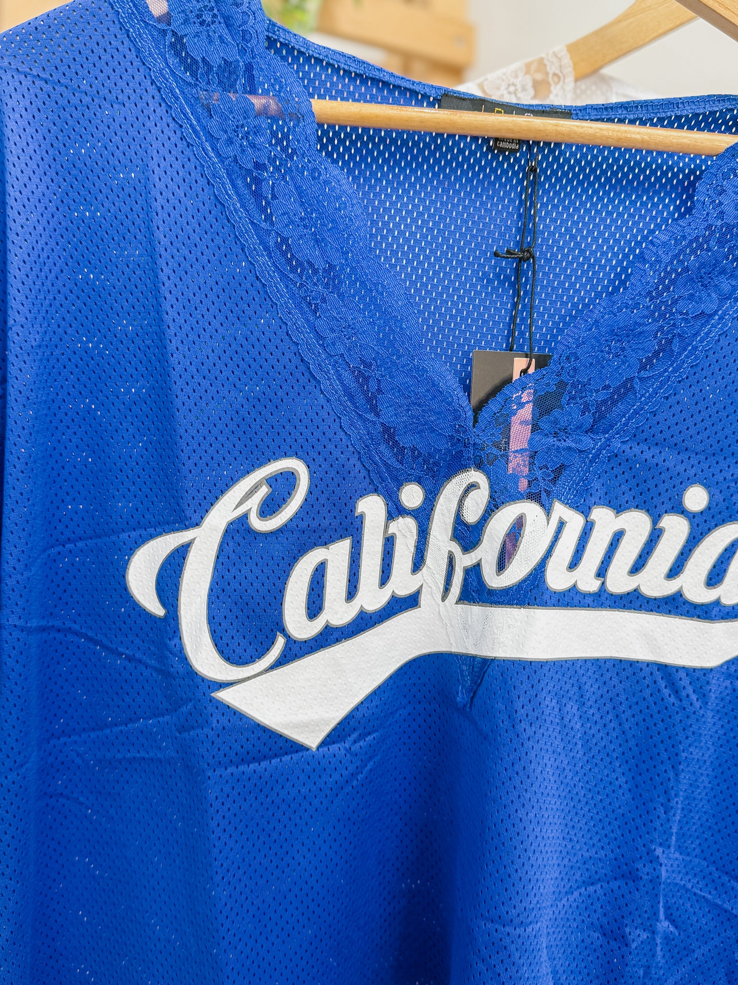 California Lace Trim Jersey Top