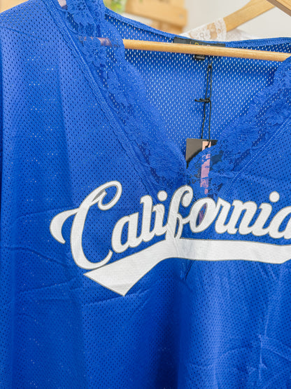 California Lace Trim Jersey Top