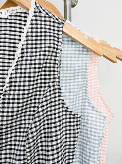 Kylie Gingham Bow Tie Top