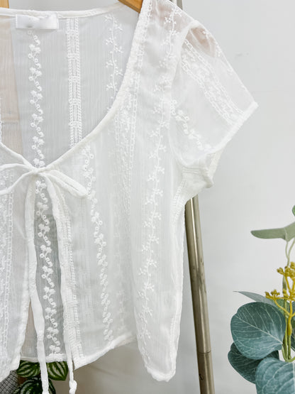 Helen Sheer Short Sleeve Floral Top