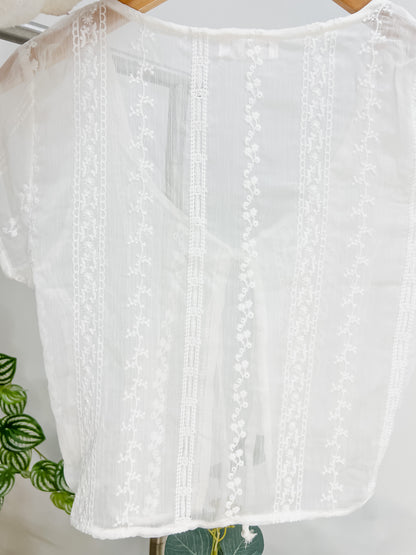 Helen Sheer Short Sleeve Floral Top