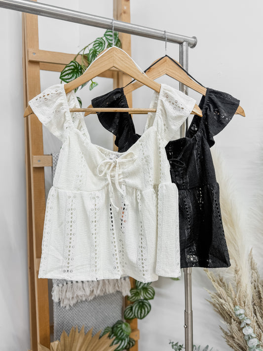 Destiny Baby Doll Pointelle Top