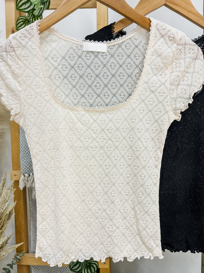 Ellen Scoop Neck Floral Sheer Top