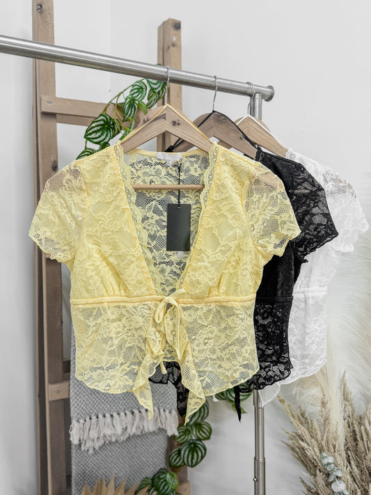 Eden Short Sleeve Lace Cardigan Top